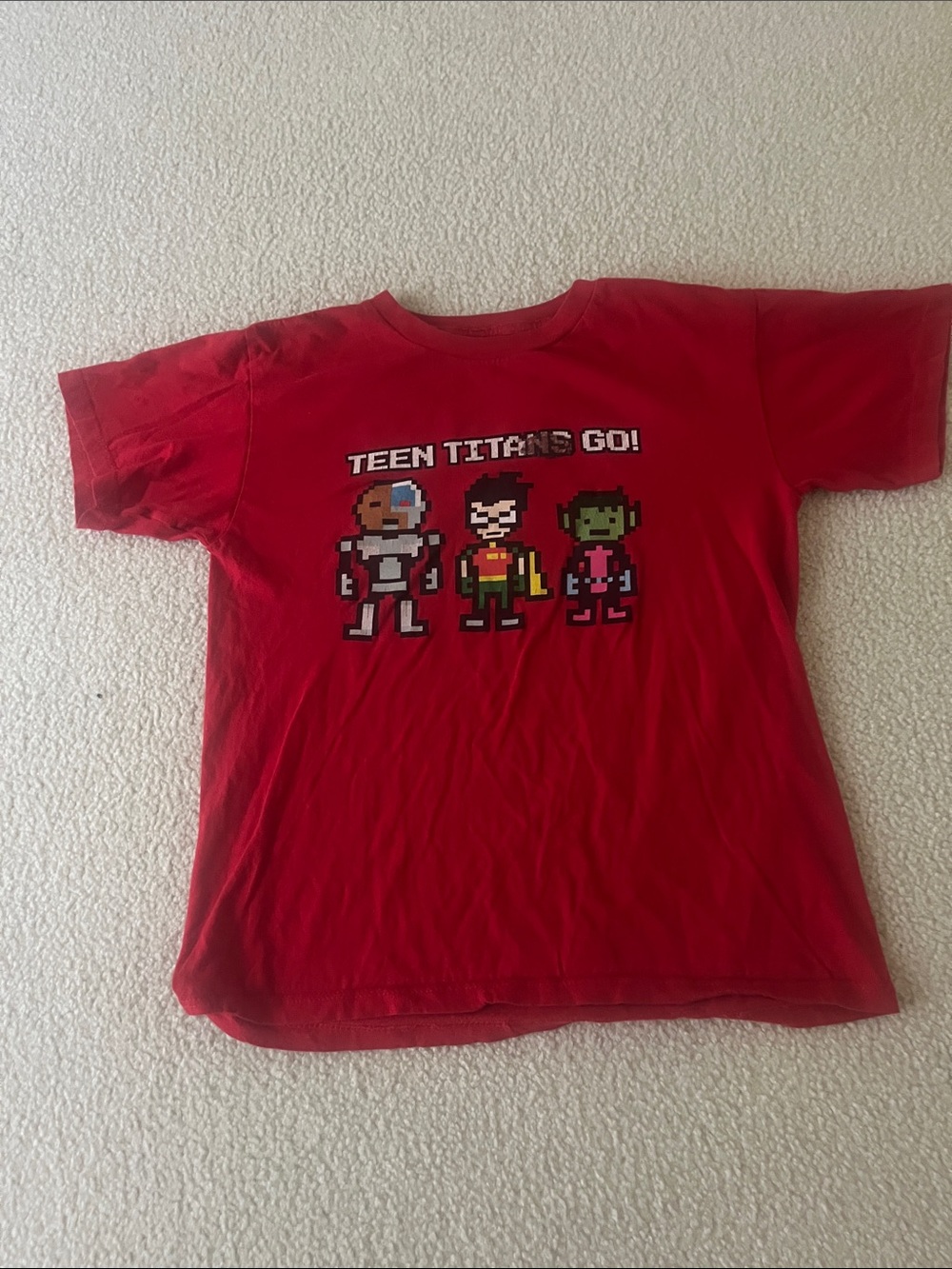 DC Comics Red Teen Titans Go! Pixel Art Kids Tee